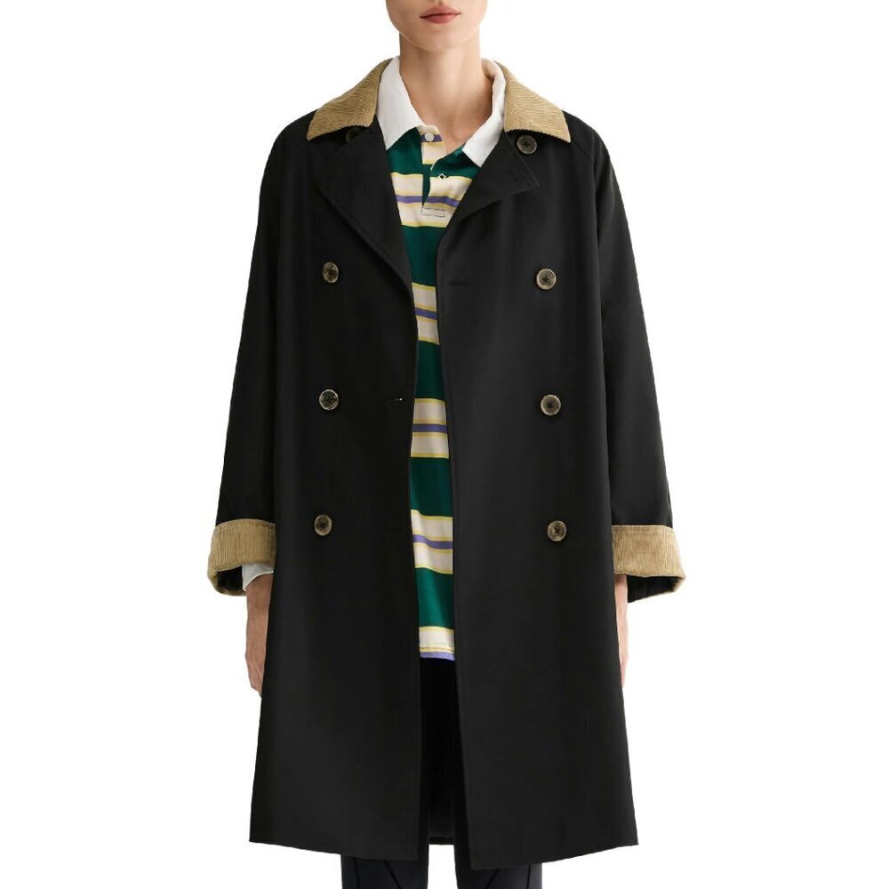 Oversized Double Breasted Trench Coat Windproof Water Repellent Barn Jacket